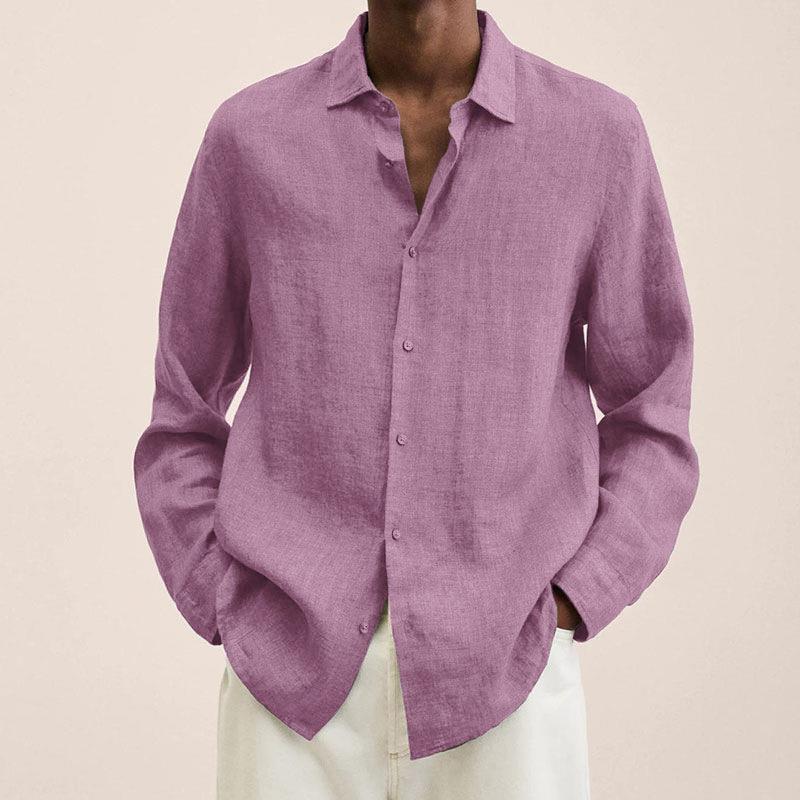 Men's Long-Sleeve Button-Up Shirt - Light Purple