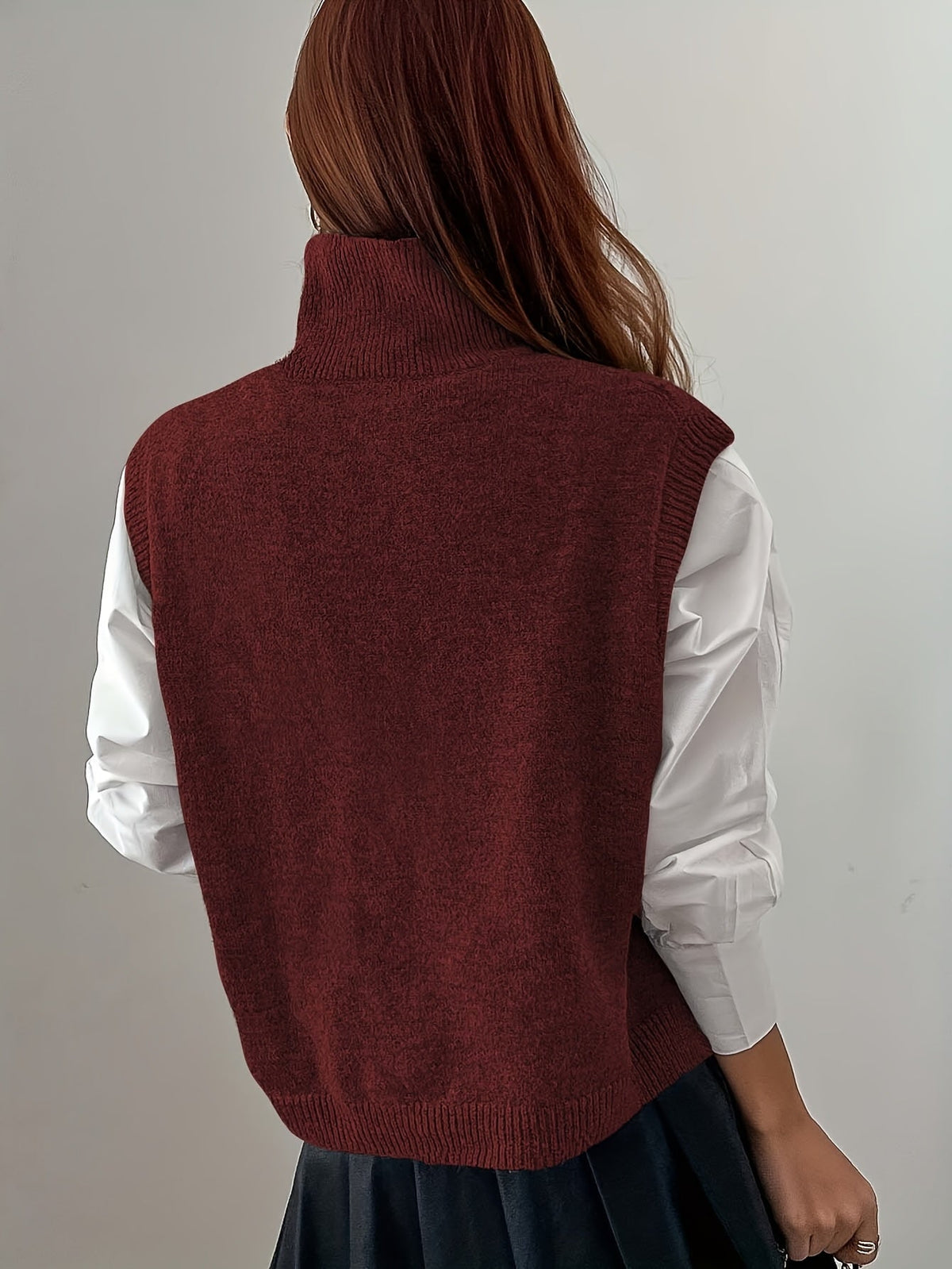 Women's High-Neck Sweater Vest - Sea Blue