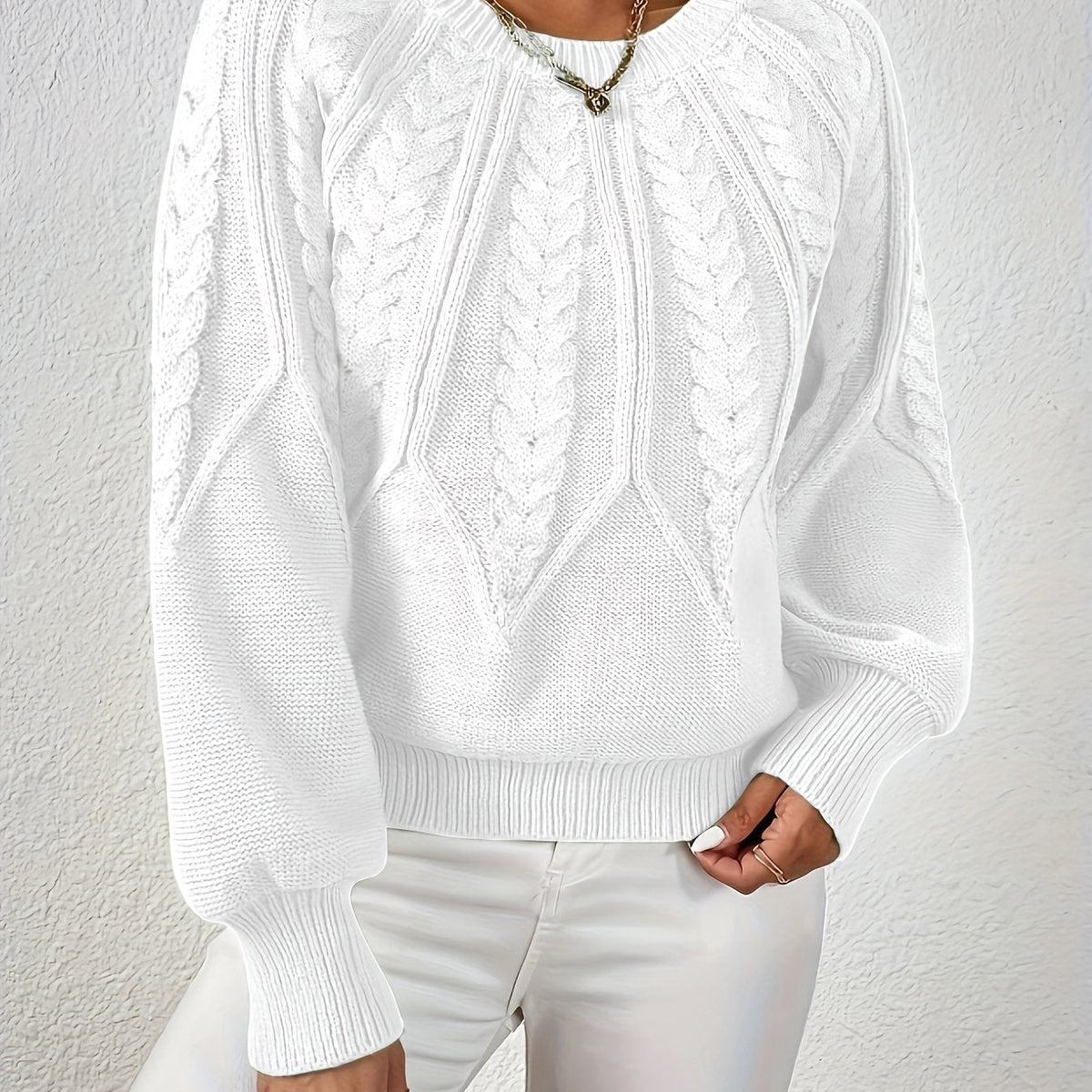 Women's Cable-Knit Lantern Sleeve Sweater