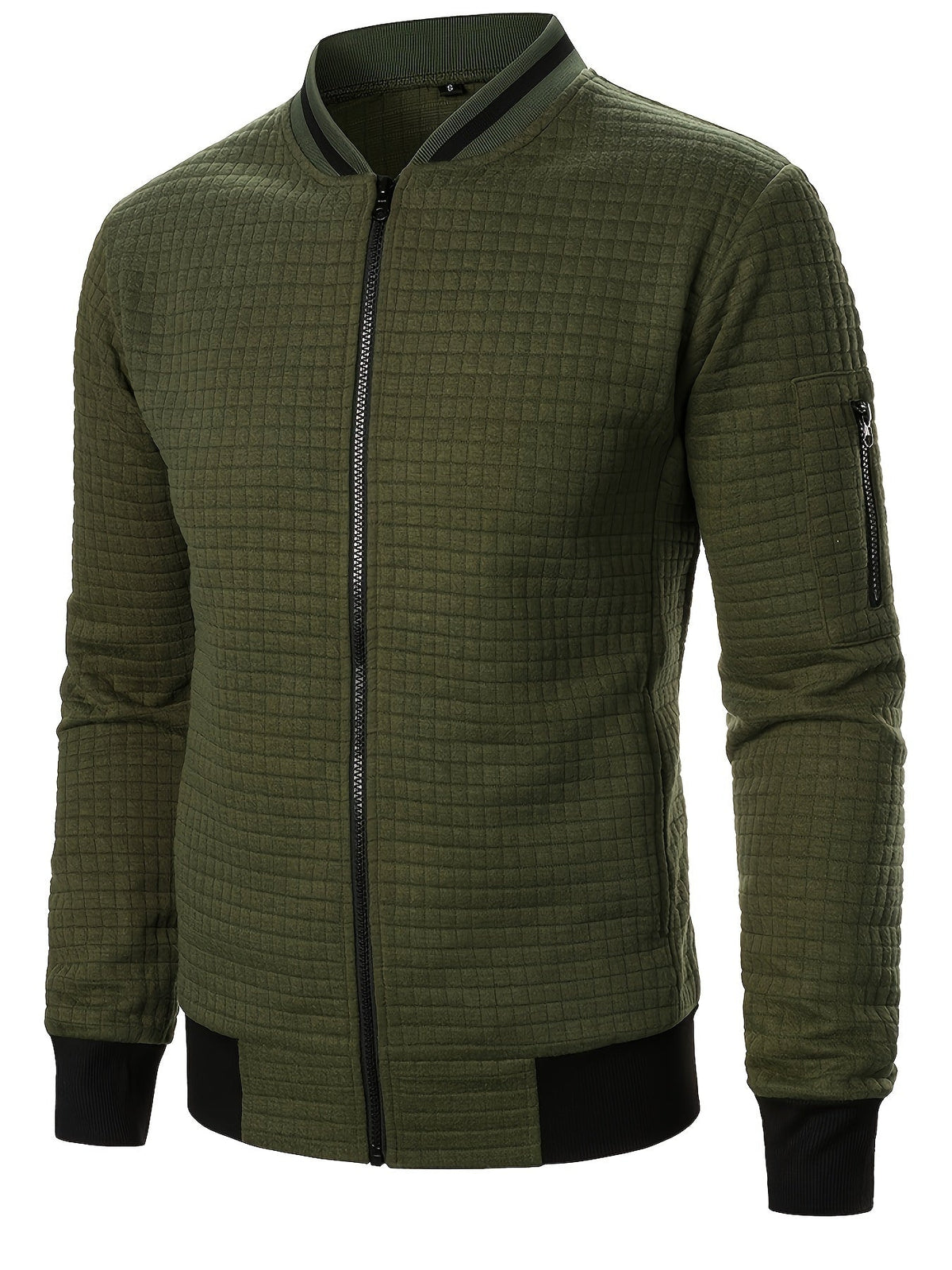 Men's Textured Zip-Up Bomber Jacket