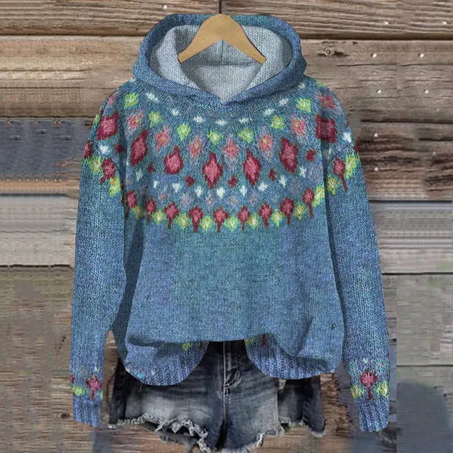 Women’s Oversized Fair Isle Hoodie Sweater