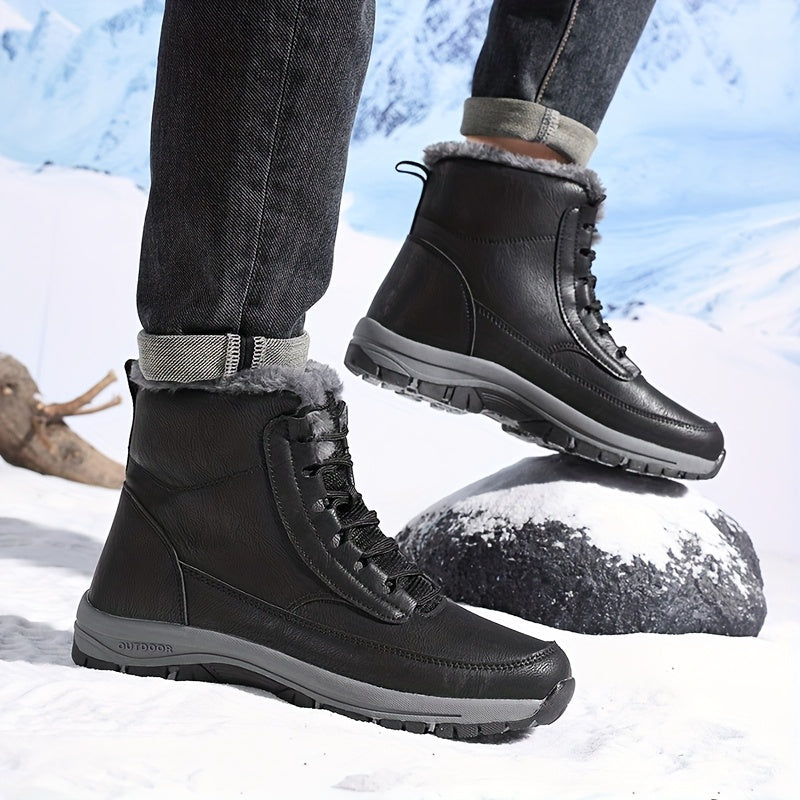 Men's Plush Lined Lace-Up Winter Boots