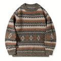Women's Heritage Patterned Knit Crew Sweater - Gray & Brown