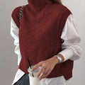Women's High-Neck Sweater Vest - Burgundy