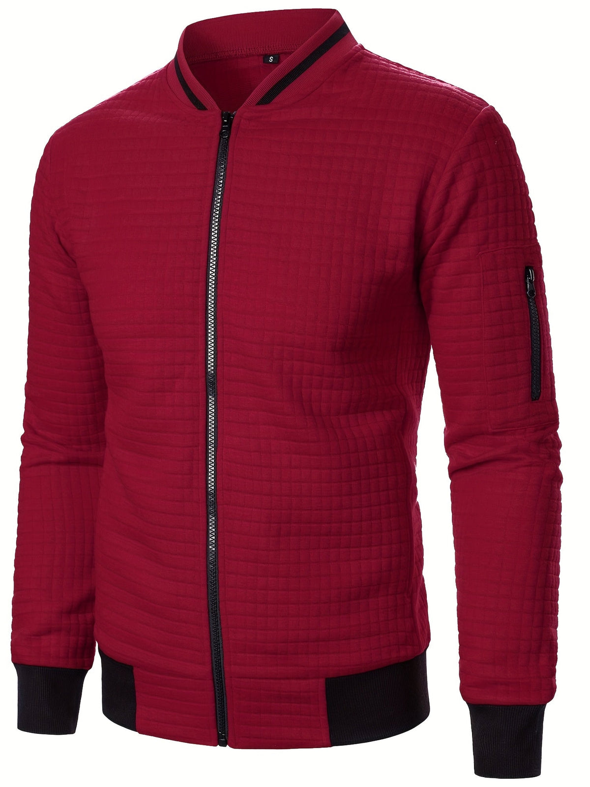 Men's Textured Zip-Up Bomber Jacket