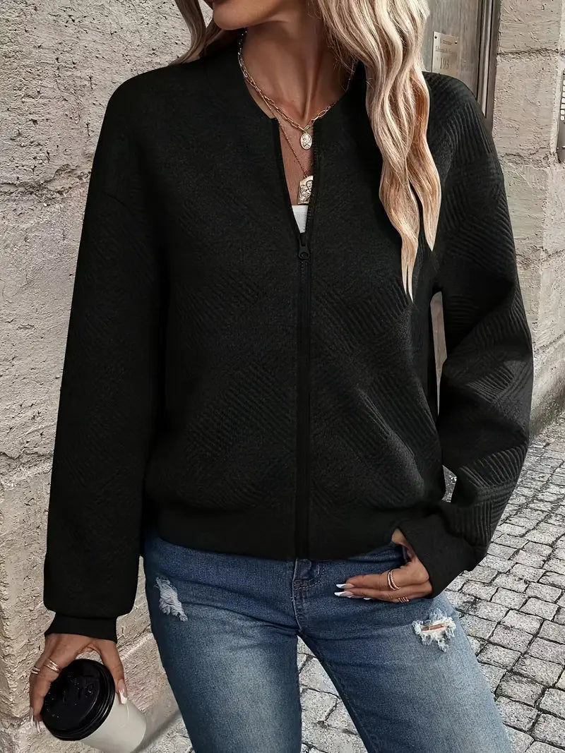 Women's Textured Full-Zip Relaxed Knit Cardigan