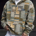 Women's Patterned Plush Quarter-Zip Pullover - Olive Green