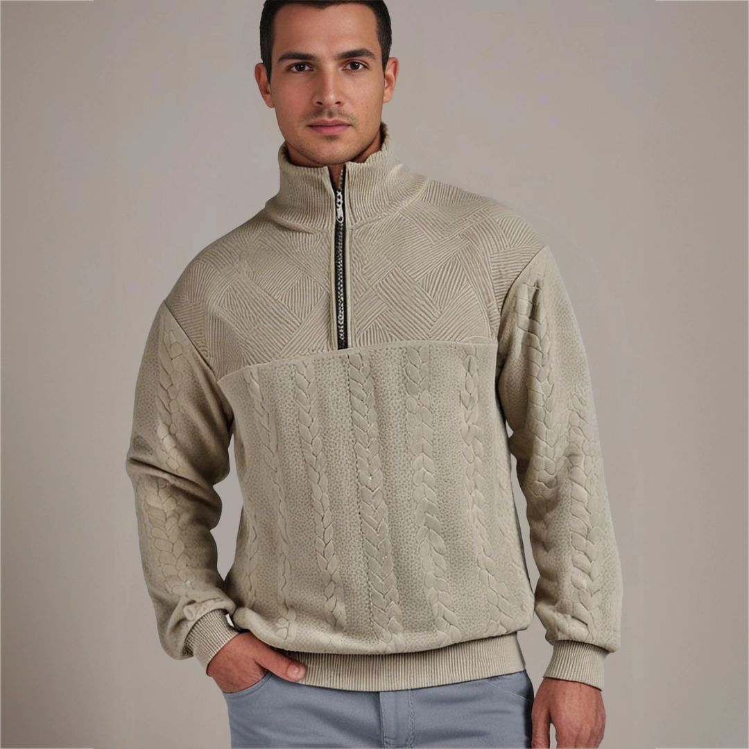 Men's Cable Knit Half Zip Sweater