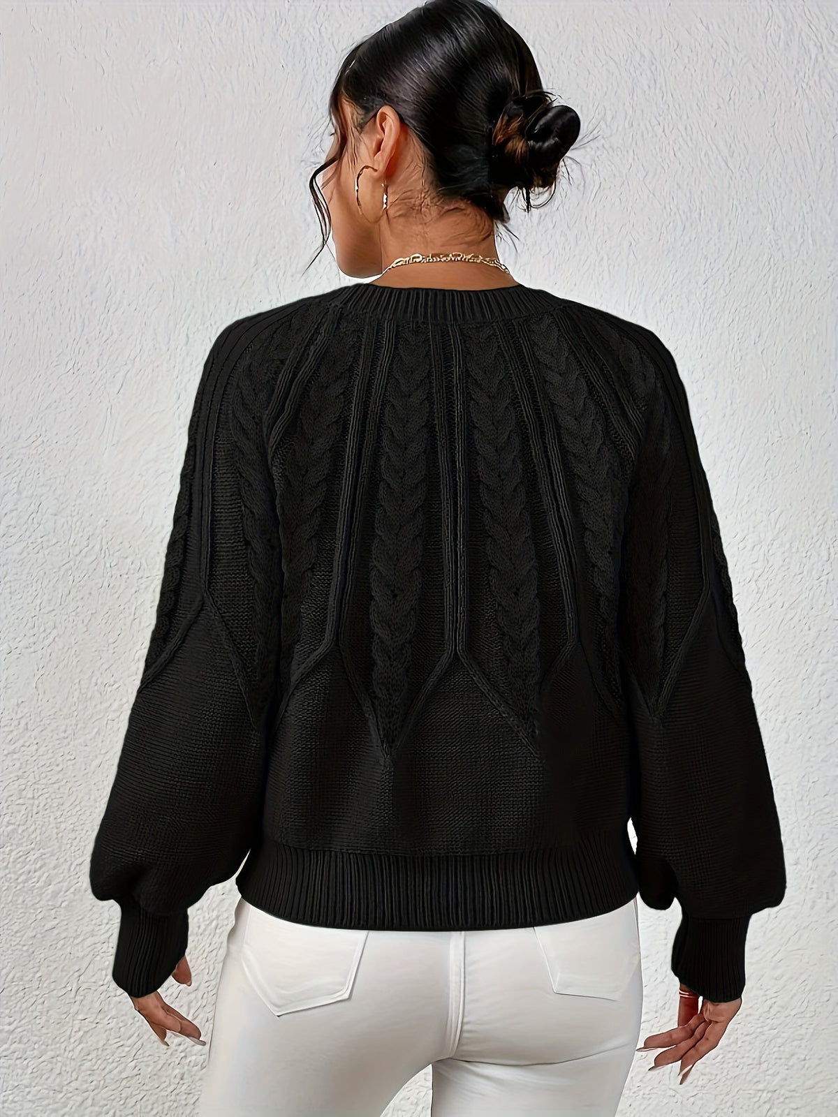 Women's Cable-Knit Lantern Sleeve Sweater