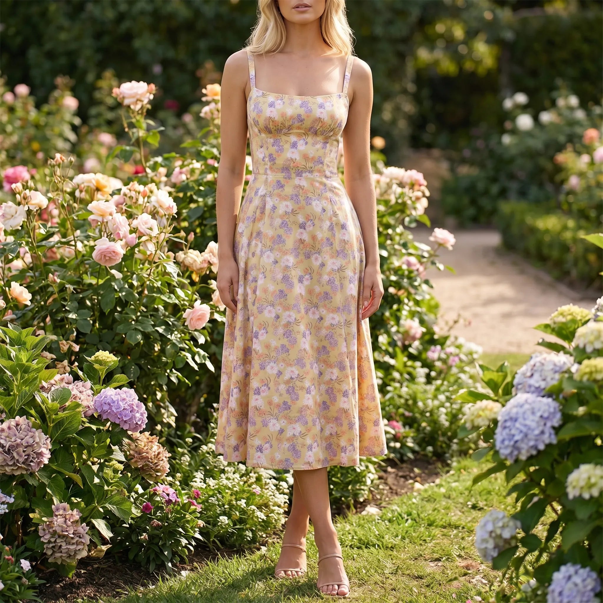 Floral Corset Midi Dress