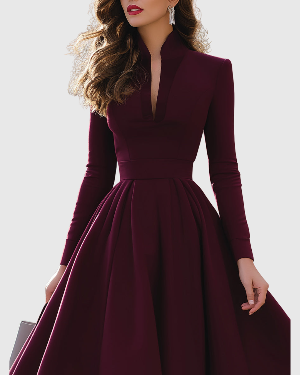 Women's Elegant V-Neck Midi Dress