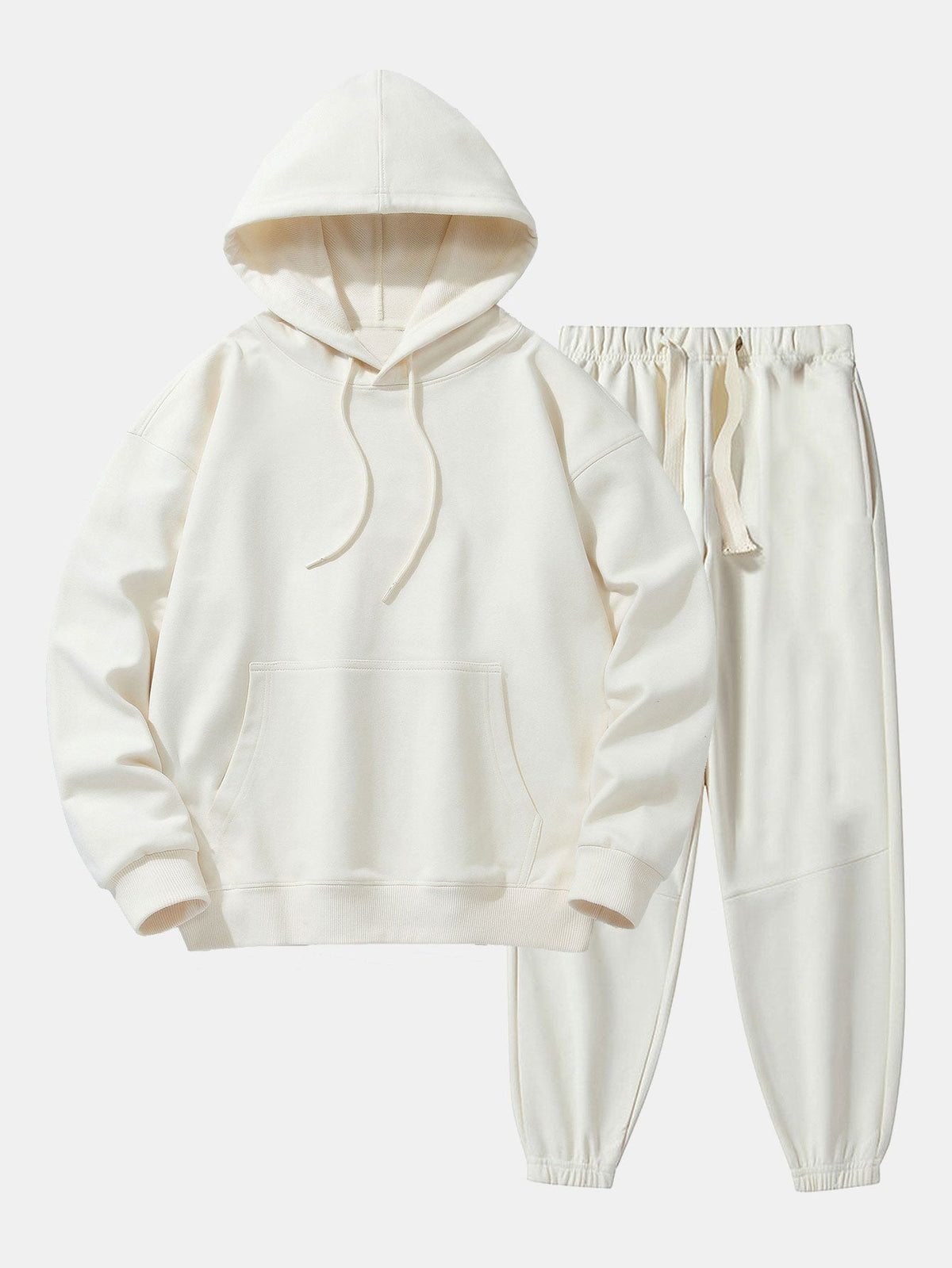Men's Heavyweight Drop-Shoulder Hoodie and Jogger Set - Cream