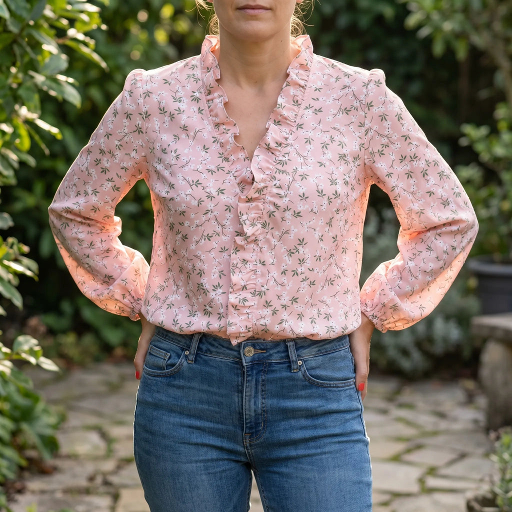 Ruffle V Neck Blouse