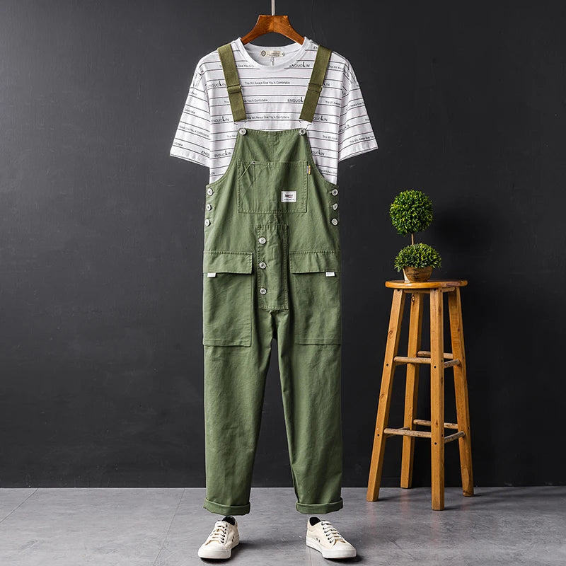 Men's Utility Cargo Bib Overalls - Blue Green