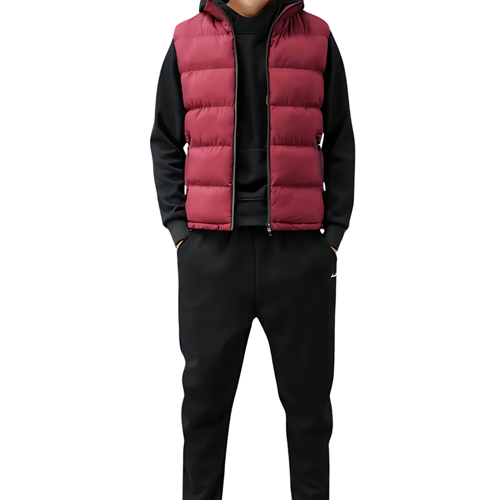 Men's Padded Quilted Vest - Black