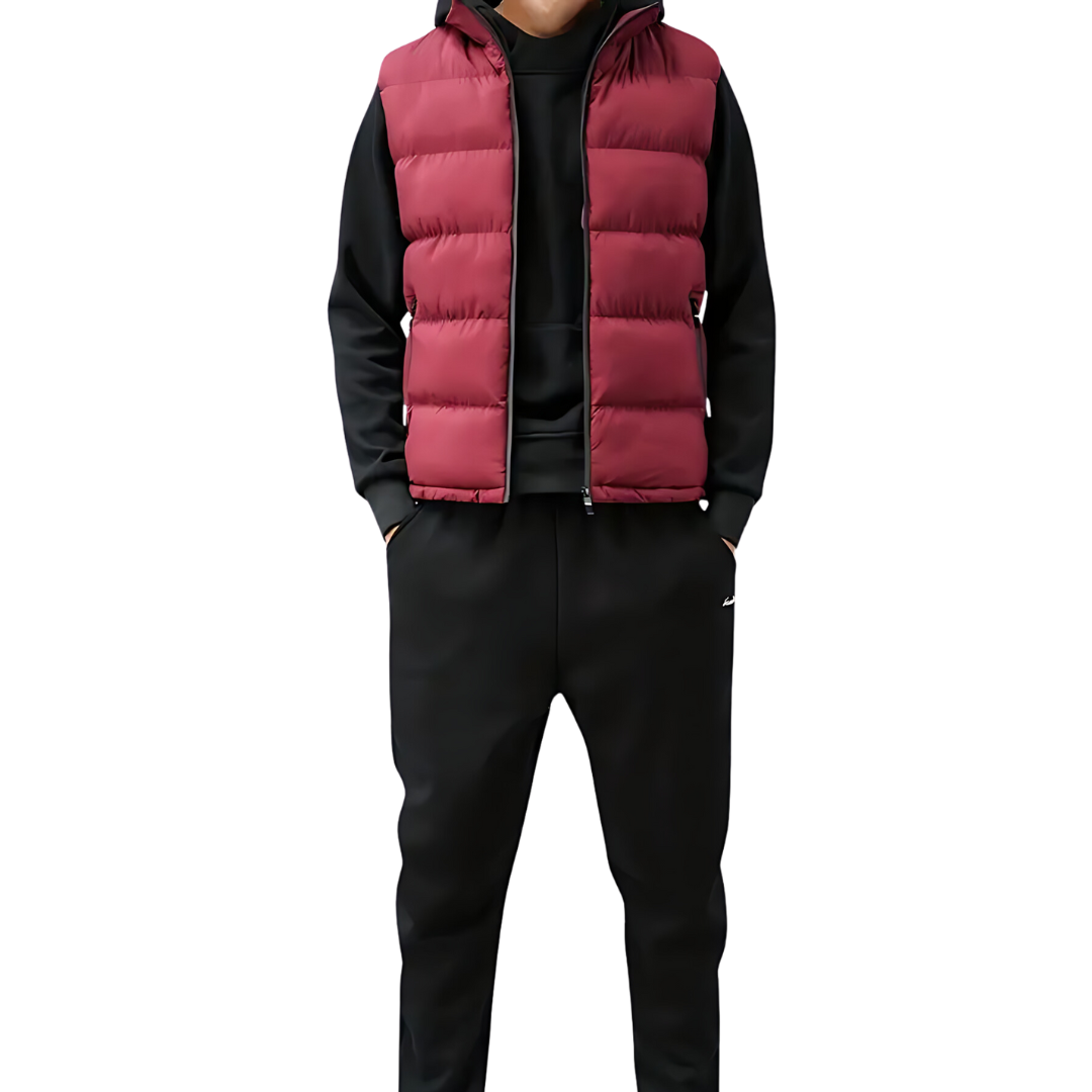 Men's Padded Quilted Vest - Black