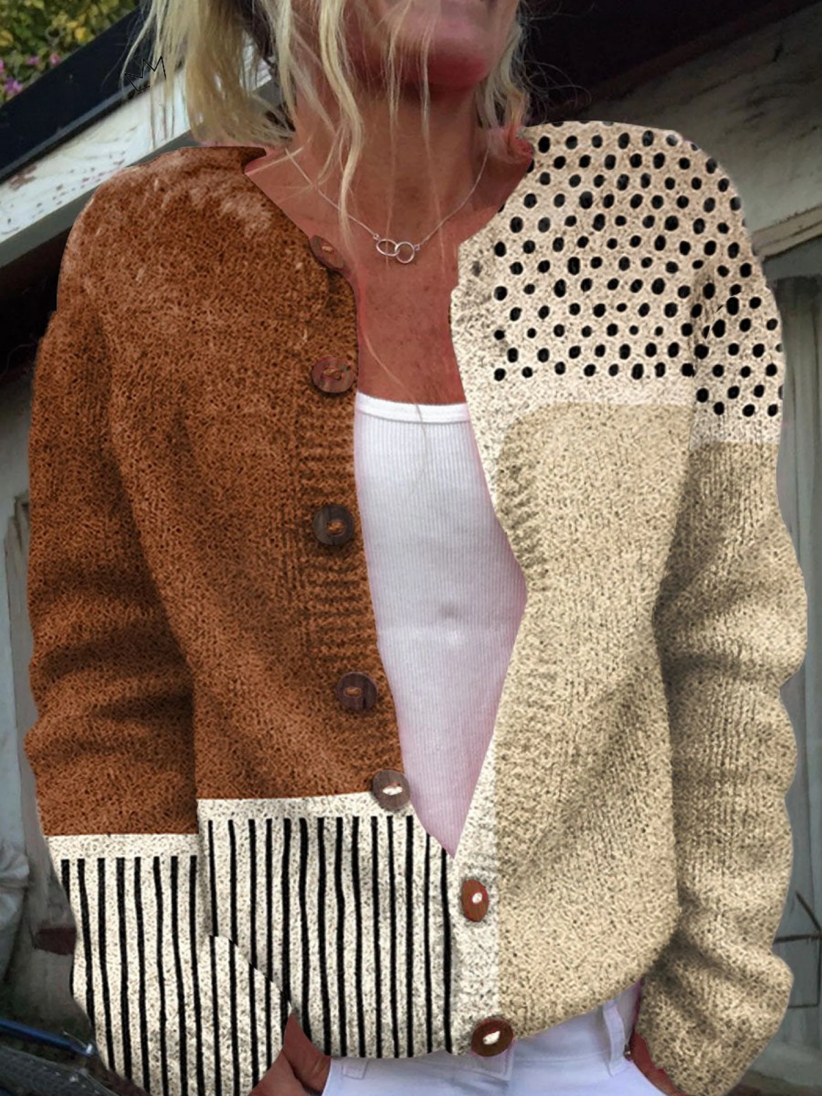 Women's Polka Dot Button-Down Cardigan