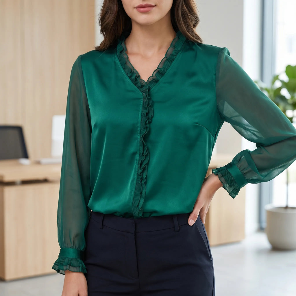 Satin Ruffle Blouse