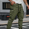 Men's Drawstring Tapered Cargo Pants with Elastic Cuffs