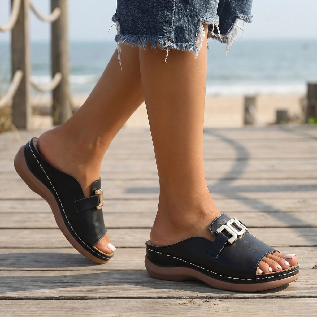 Chain Detail Slide Sandals