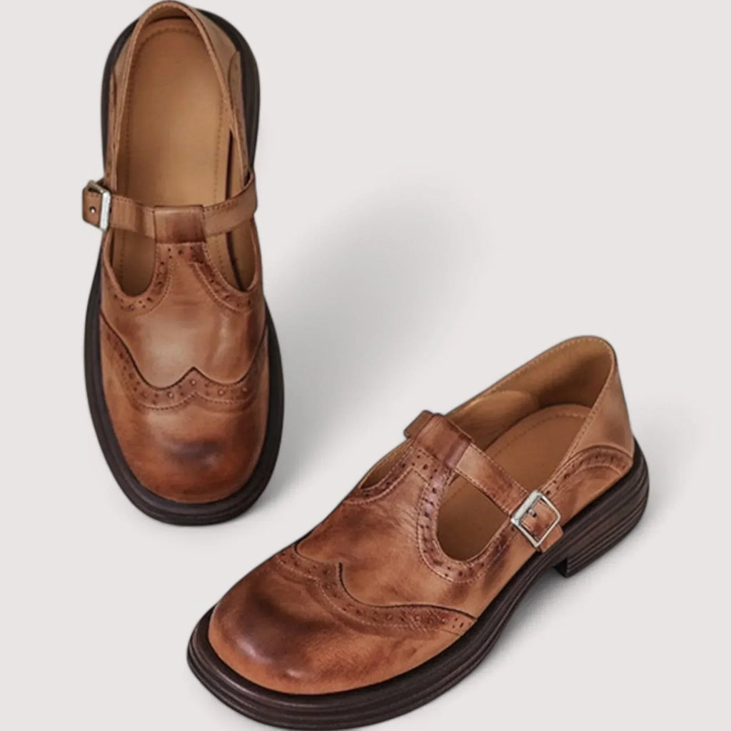 Women's Brogue T-Bar Flats