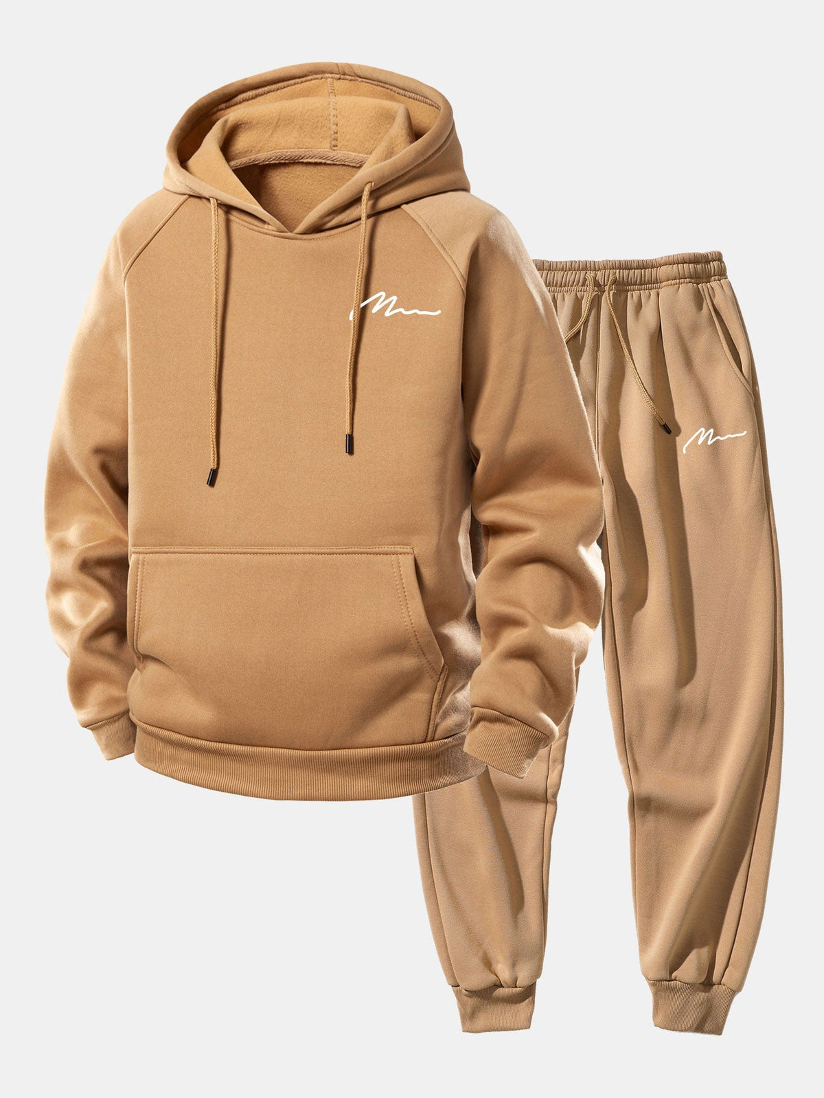 Men's Pullover Hoodie and Tapered Jogger Tracksuit - Black