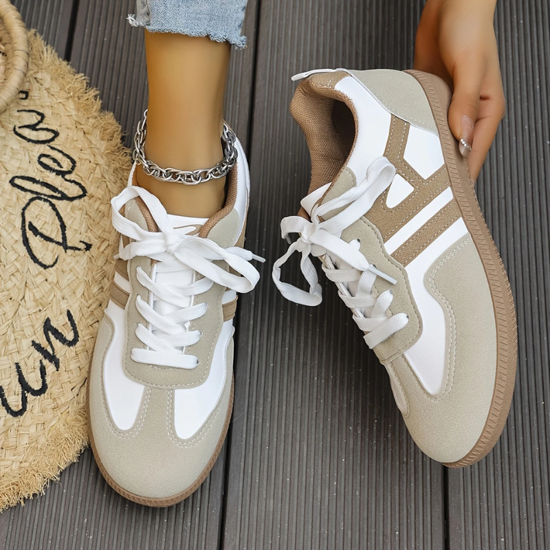 Women's Supportive Wide-Toe Everyday Sneakers - White And Brown