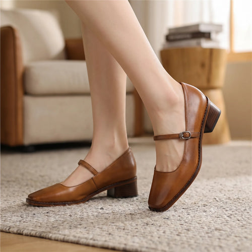 Buckle Strap Block Heels