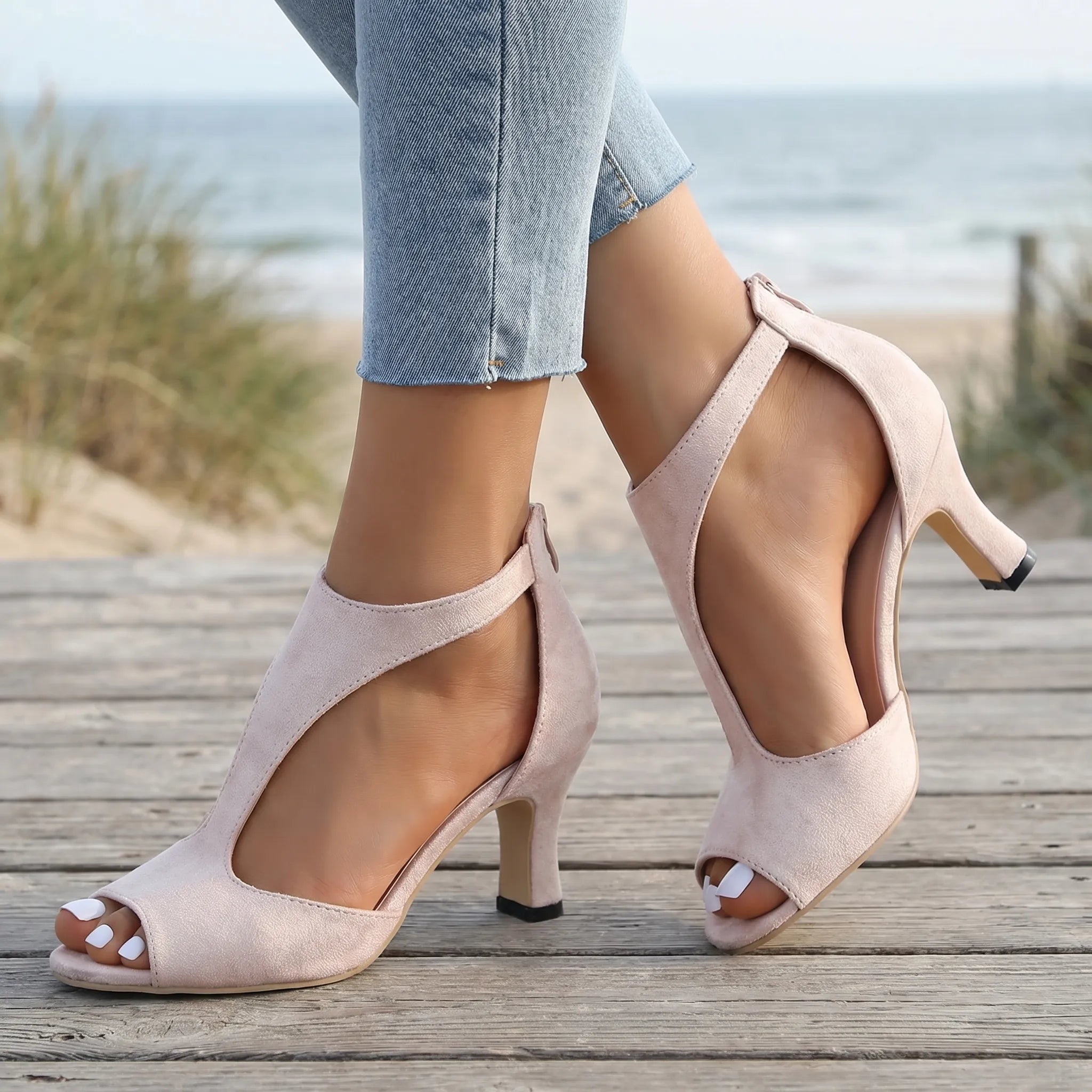 Peep Toe Cutout Heels