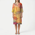 Printed V-Neck Midi Dress