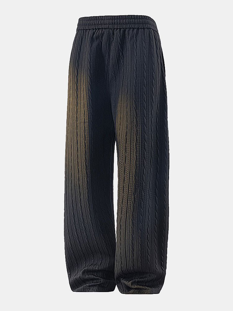 Men's Jacquard Zip Hoodie and Straight-Leg Pants Set