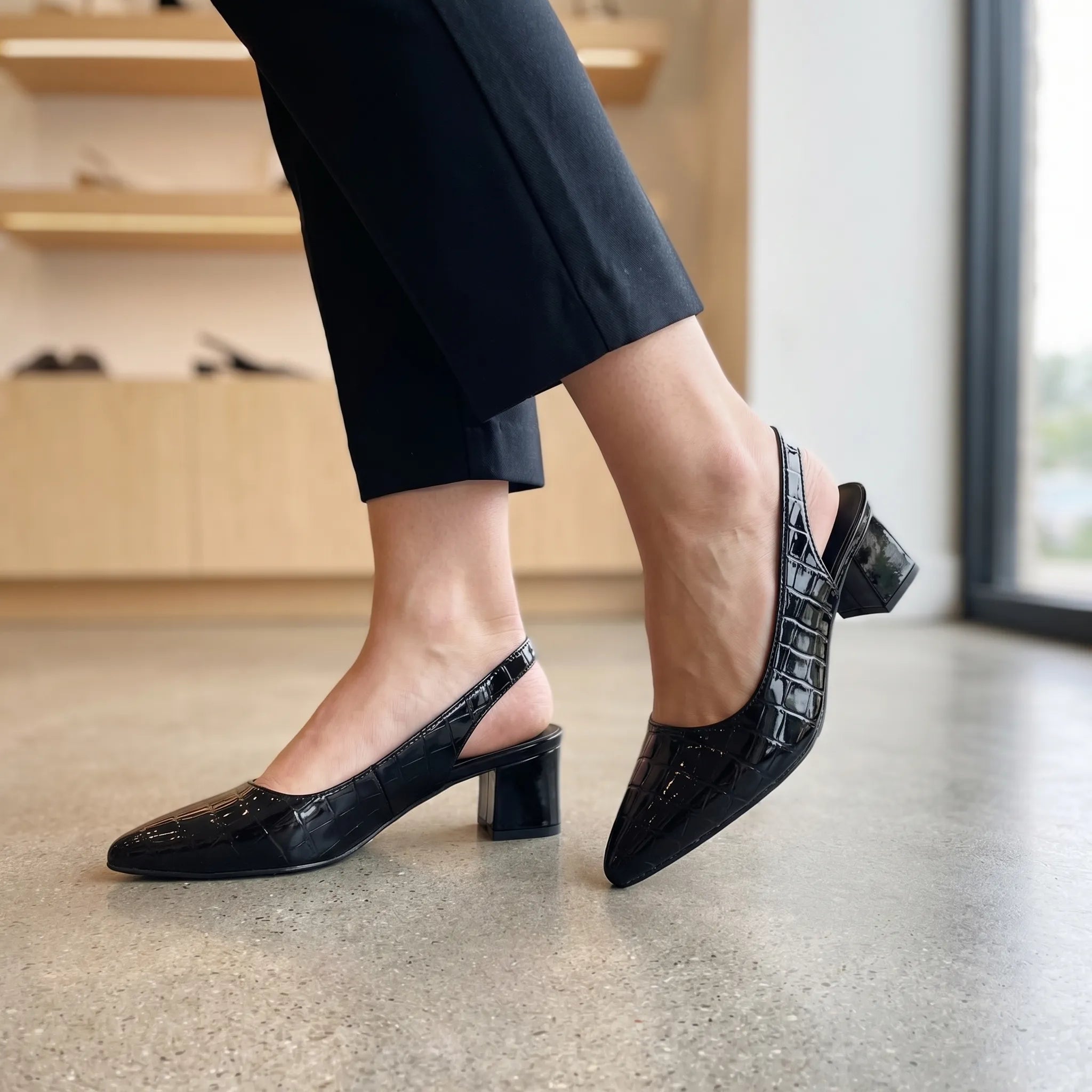 Pointed Toe Slingback Heels