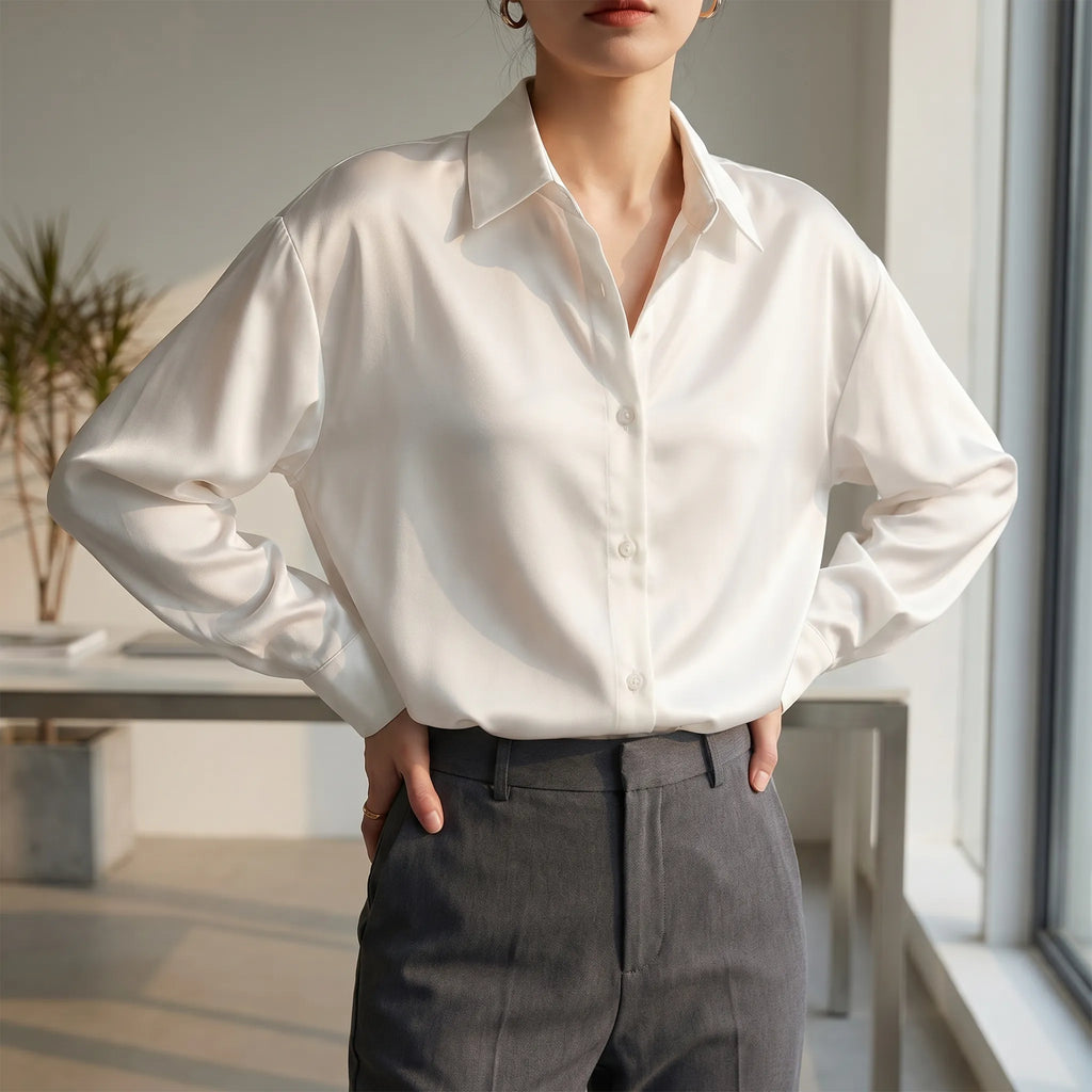 Satin Button Down Blouse