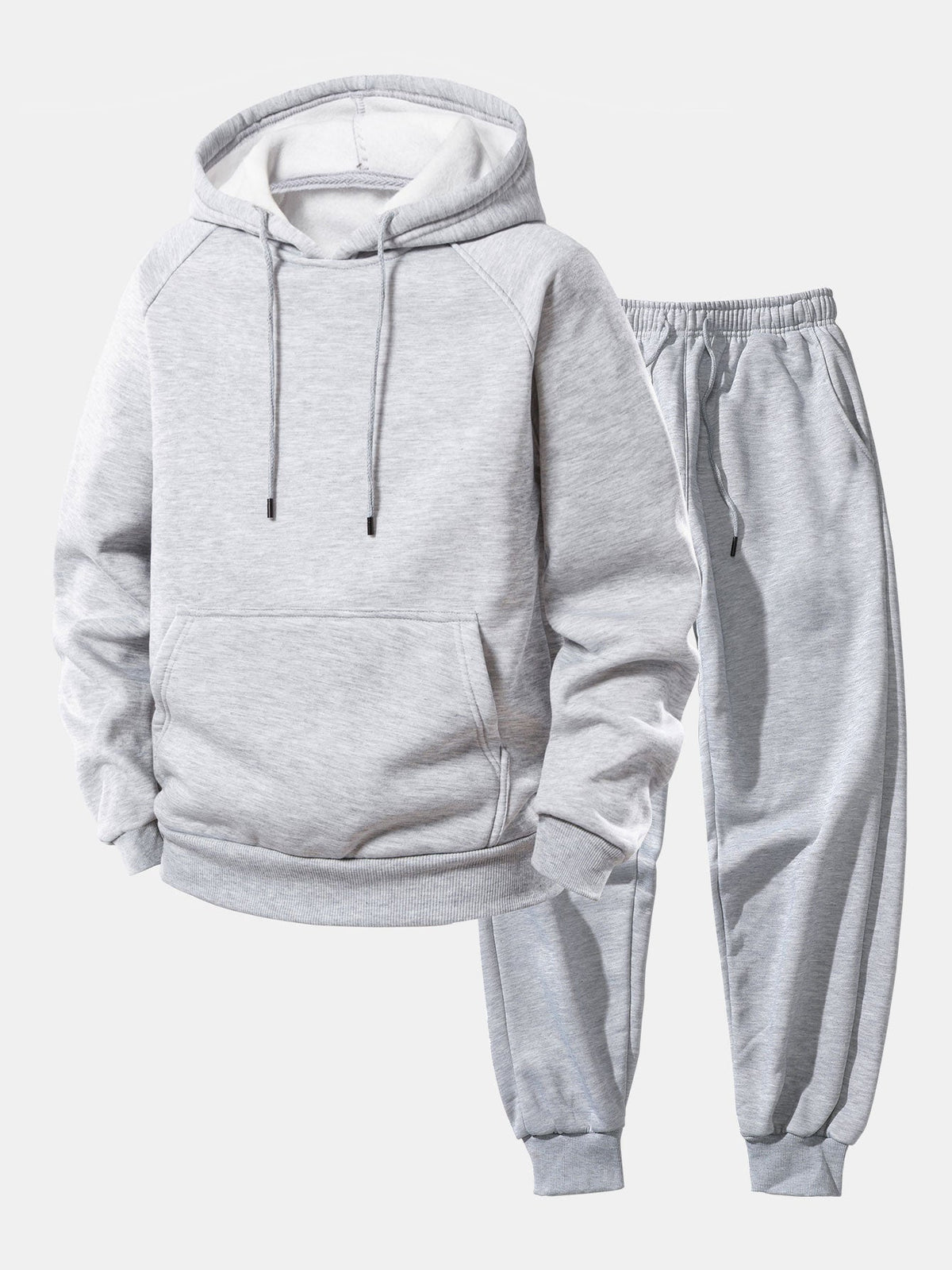 Men's Drawstring Hood Raglan Tracksuit with Joggers - Gray