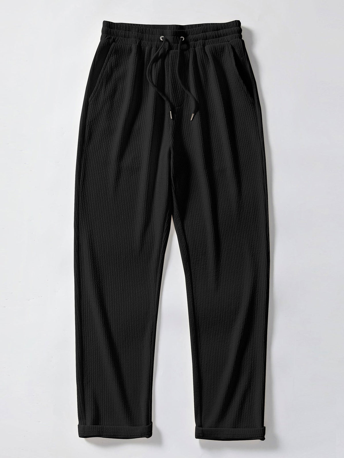 Men's Ribbed Stand-Collar Shirt and Trousers Set