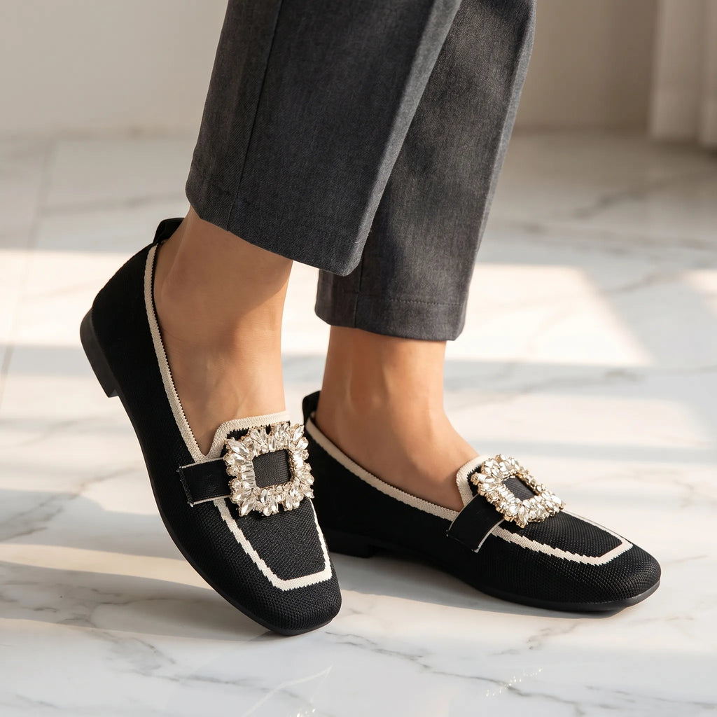 Square Toe Buckle Loafers