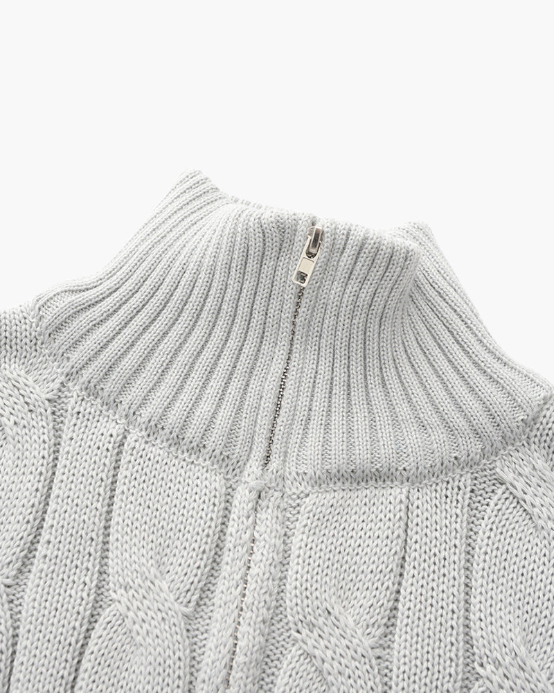 Men's Cable-Knit Half-Zip Sweater