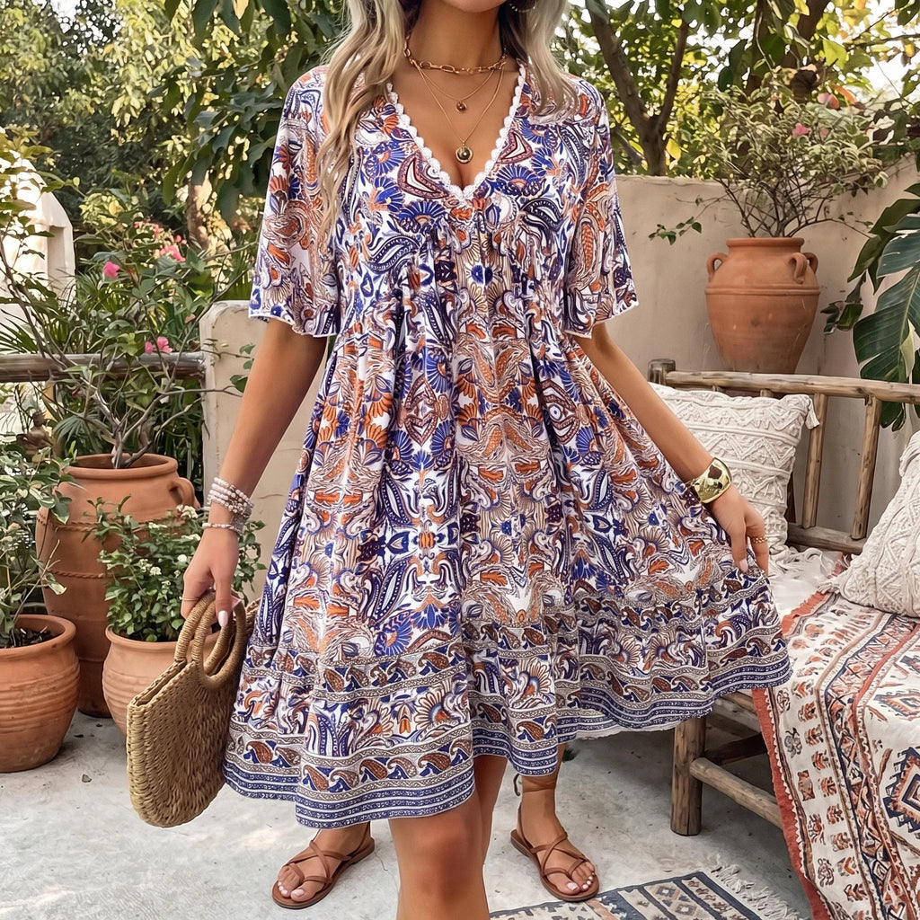 Boho Paisley Mini Dress
