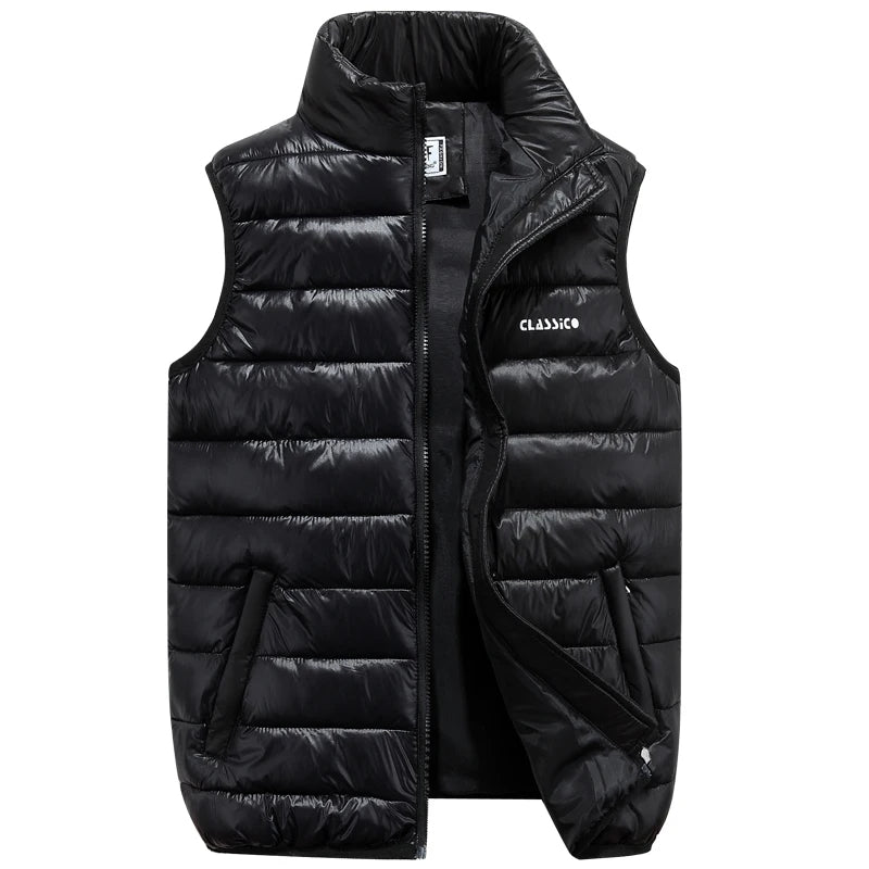 Men's Insulated Sleeveless Vest with Full Zip Front - Army Green