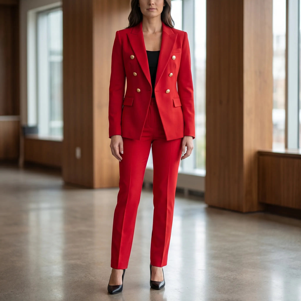 Women's Tailored Blazer and Pants 2 Piece Suit Set