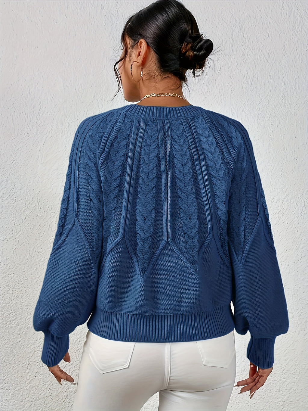 Women's Cable-Knit Lantern Sleeve Sweater