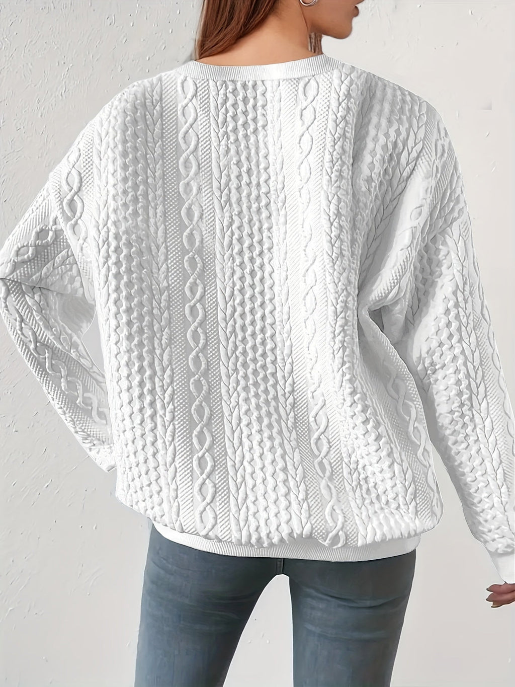 Women's Cable-Knit Crewneck Sweatshirt