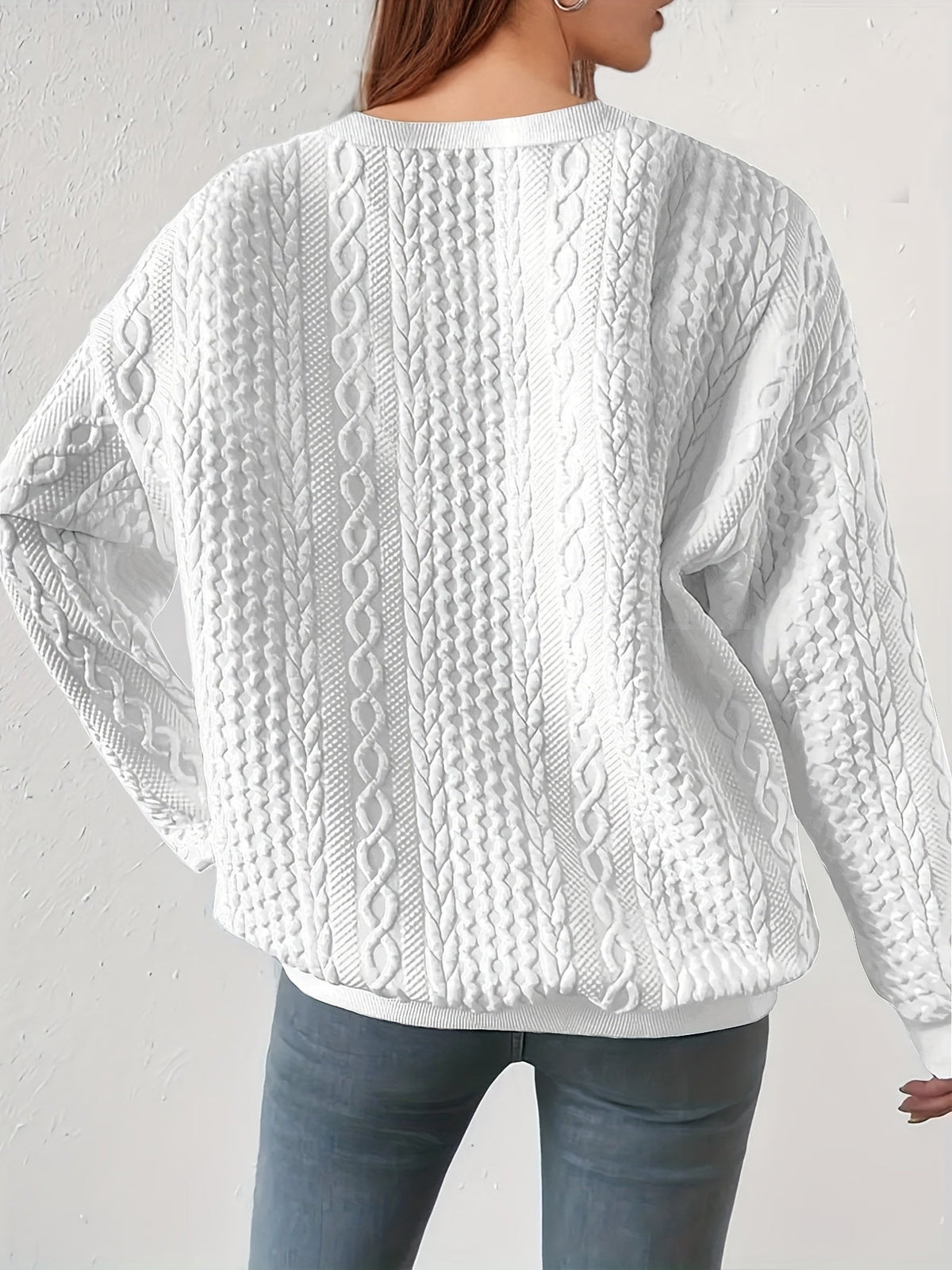 Women's Cable-Knit Crewneck Sweatshirt