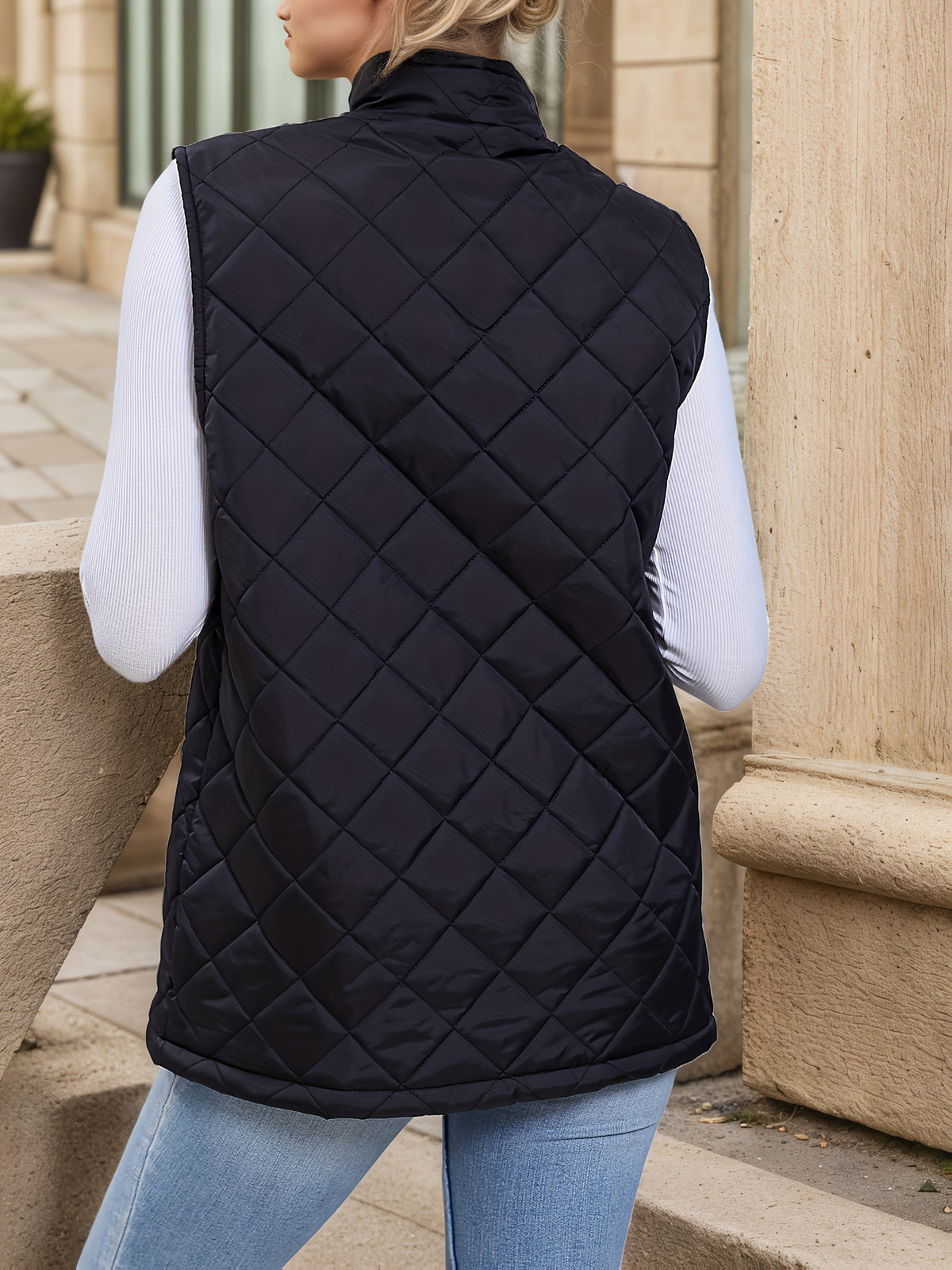 Women's Diamond-Quilted Longline Vest