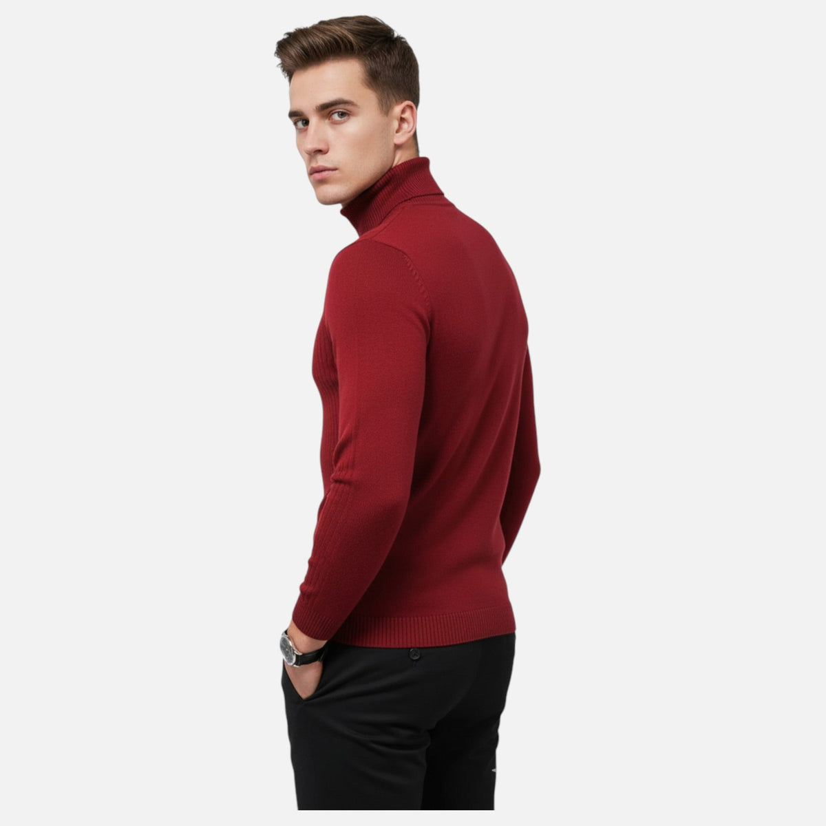 Men's Wool Blend Lapel Neck Pullover Sweater