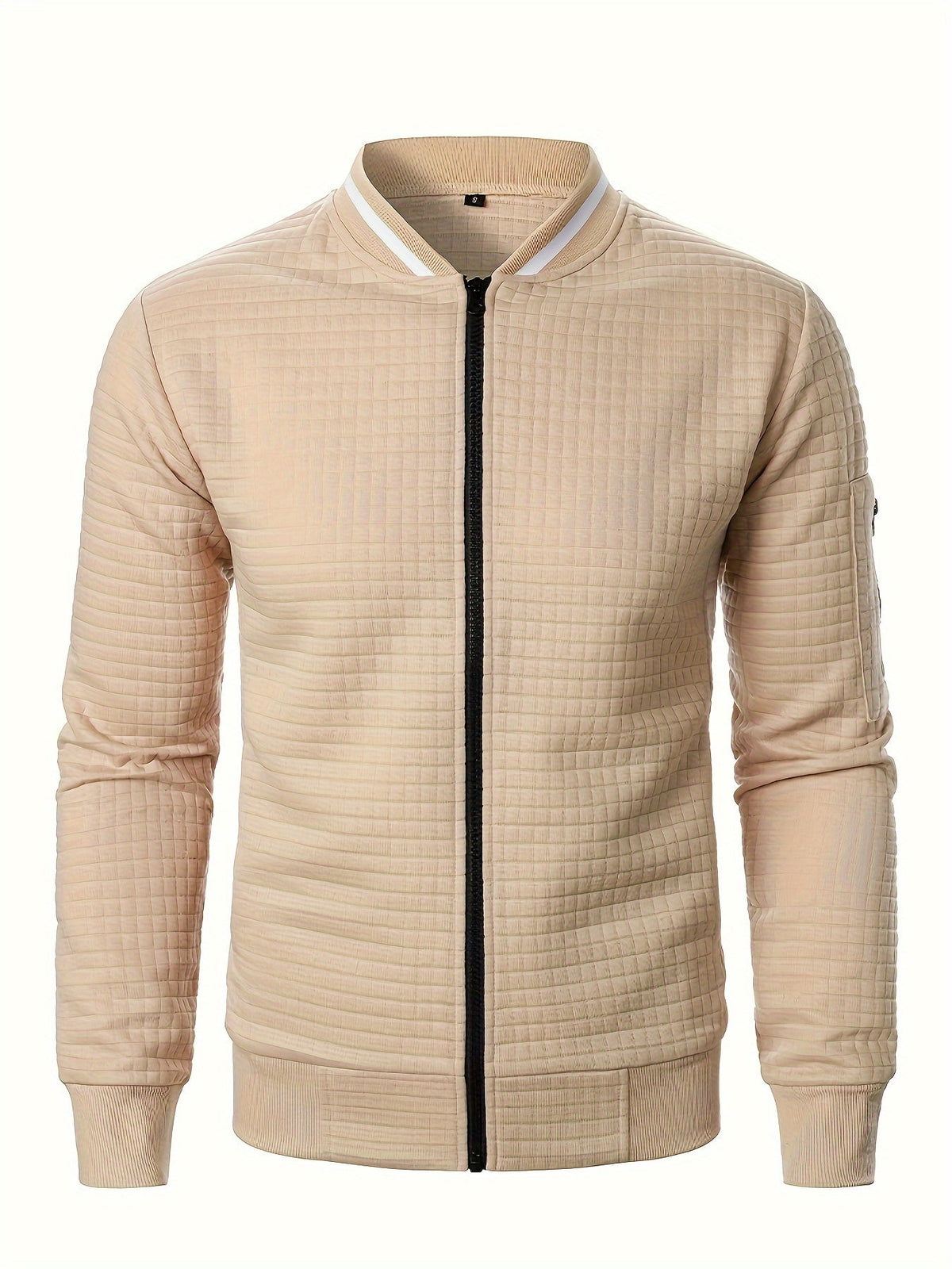 Men's Textured Zip-Up Bomber Jacket - Black