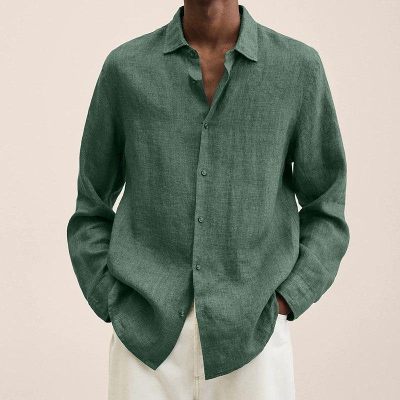 Men's Long-Sleeve Button-Up Shirt - Dark Green