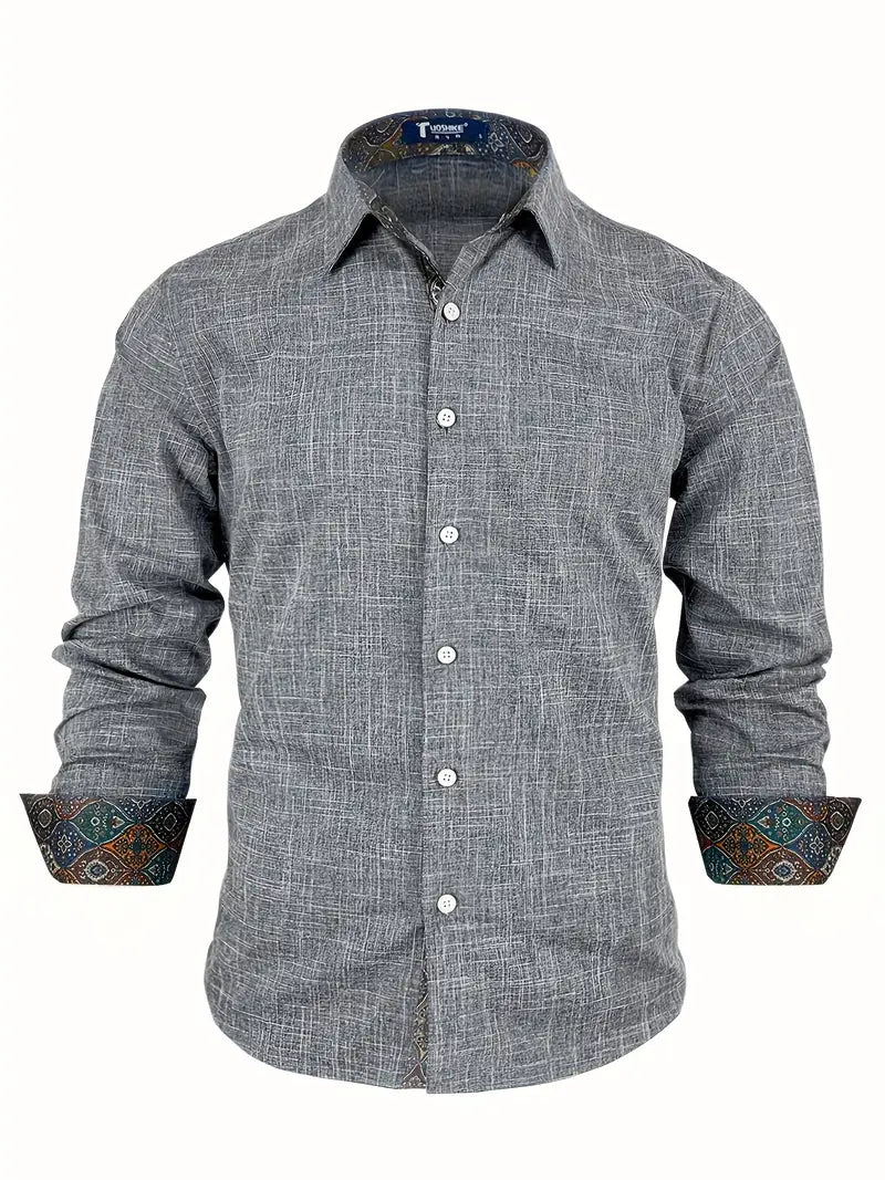 Men's Tailored Button-Up Shirt with Contrast Collar and Cuffs