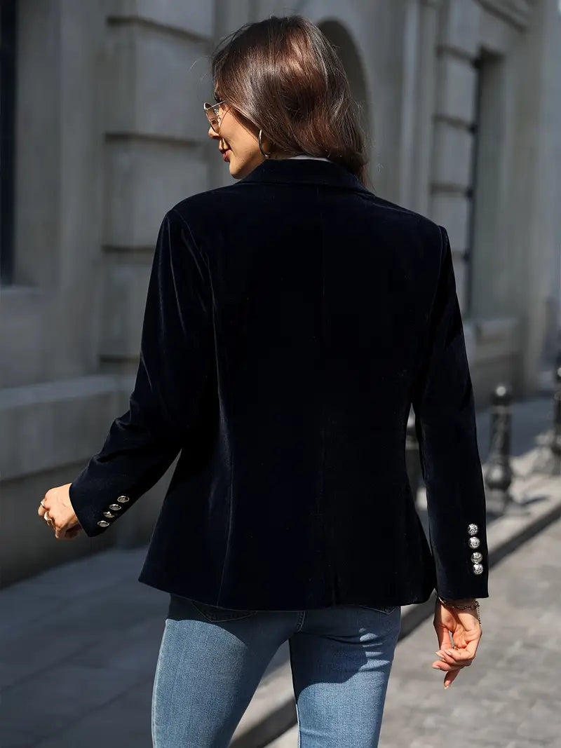 Women's Soft Velvet Blazer with Smooth Drape