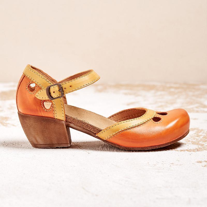 Women's Color-Block Ankle Strap Mary Jane Flats